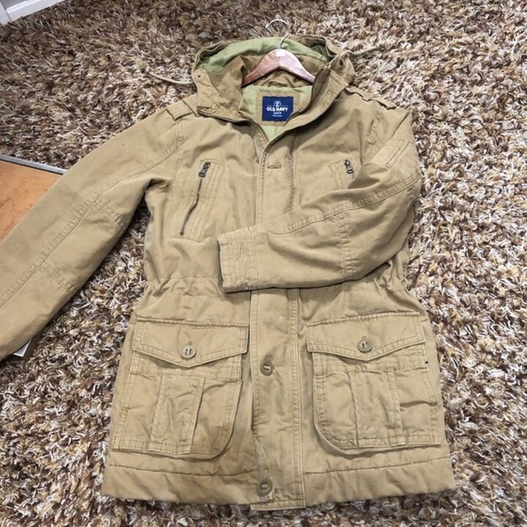 Old Navy,Men’s,Jacket Long Heavy, khaki, Sz M, jacket style, pockets, zipper.! - Picture 1 of 15